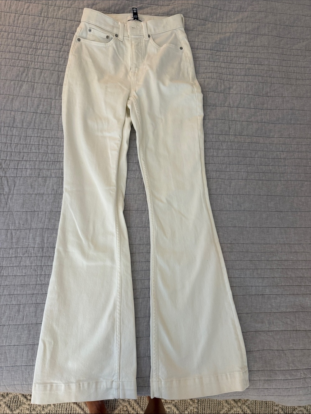 Spanx Women's High-Rise White Flared Jeans